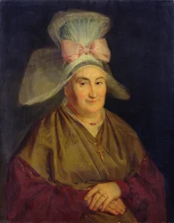 Porträt einer Frau mit einer Normandiehaube